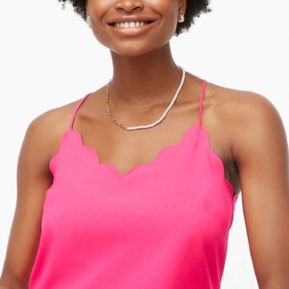 J. Crew Pink Scallop-Edge Silk Camisole